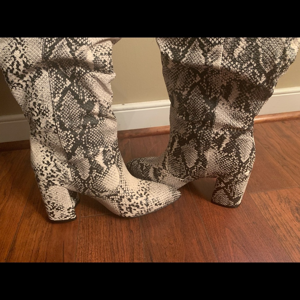 Leather Snake Print Boots - Picture 4 of 7